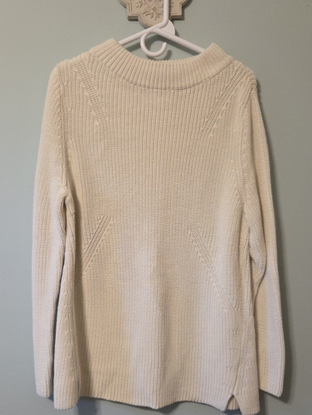 Talbots Cream Crewneck Knit Tunic Length Sweater